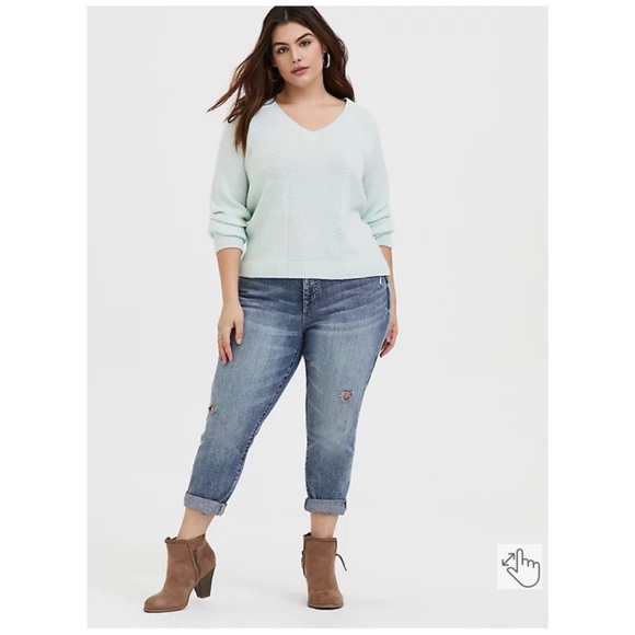 NEW Torrid 4 Mint Green V-Neck Midi Pullover Sweater - Picture 3 of 12